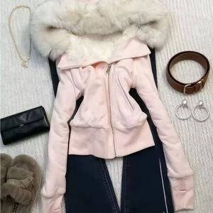 Vintage Pink Fur-Trimmed Jacket